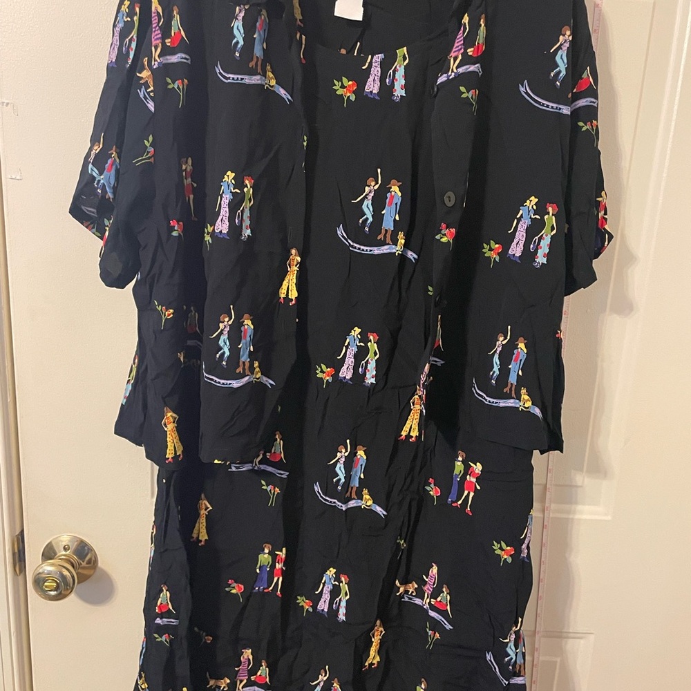 Coldwater Creek Black Dress with Colorful Figures